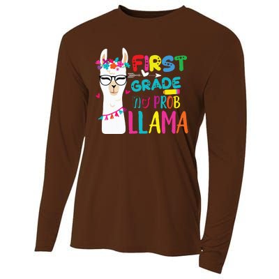 100th Day Of 1st Grade 100 Days Smarter No Prob Llama Cooling Performance Long Sleeve Crew