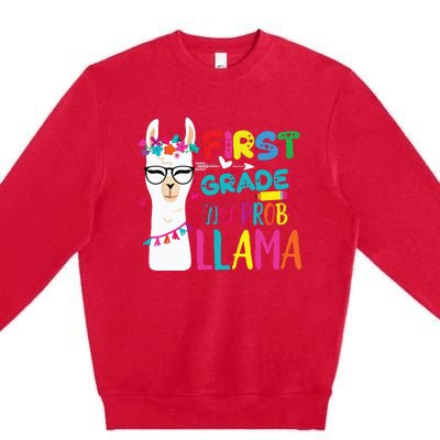 100th Day Of 1st Grade 100 Days Smarter No Prob Llama Premium Crewneck Sweatshirt