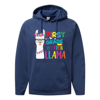 100th Day Of 1st Grade 100 Days Smarter No Prob Llama Performance Fleece Hoodie