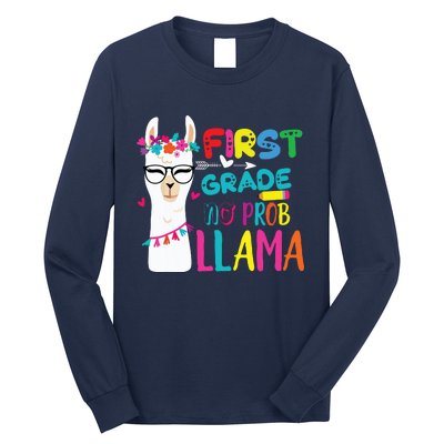 100th Day Of 1st Grade 100 Days Smarter No Prob Llama Long Sleeve Shirt