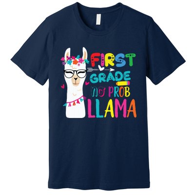 100th Day Of 1st Grade 100 Days Smarter No Prob Llama Premium T-Shirt