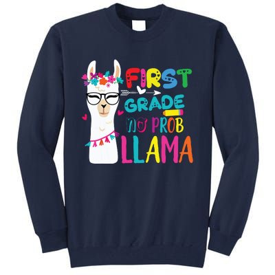 100th Day Of 1st Grade 100 Days Smarter No Prob Llama Tall Sweatshirt