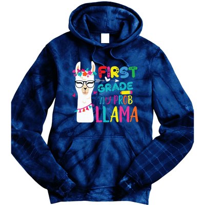 100th Day Of 1st Grade 100 Days Smarter No Prob Llama Tie Dye Hoodie