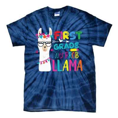 100th Day Of 1st Grade 100 Days Smarter No Prob Llama Tie-Dye T-Shirt