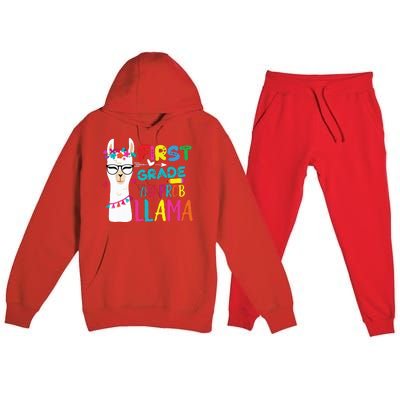 100th Day Of 1st Grade 100 Days Smarter No Prob Llama Premium Hooded Sweatsuit Set