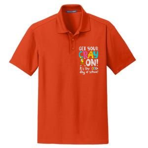 100th Day Of School Get Your Cray On Funny Teacher Dry Zone Grid Polo