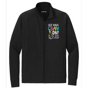 100th Day Of School Get Your Cray On Funny Teacher Stretch Full-Zip Cadet Jacket