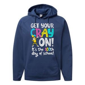 100th Day Of School Get Your Cray On Funny Teacher Performance Fleece Hoodie