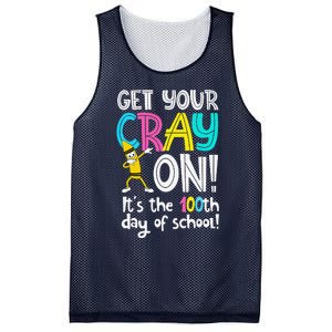 100th Day Of School Get Your Cray On Funny Teacher Mesh Reversible Basketball Jersey Tank