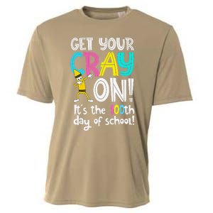 100th Day Of School Get Your Cray On Funny Teacher Cooling Performance Crew T-Shirt