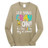 100th Day Of School Get Your Cray On Funny Teacher Long Sleeve Shirt