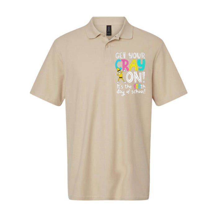 100th Day Of School Get Your Cray On Funny Teacher Softstyle Adult Sport Polo