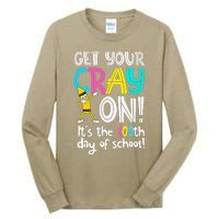 100th Day Of School Get Your Cray On Funny Teacher Tall Long Sleeve T-Shirt