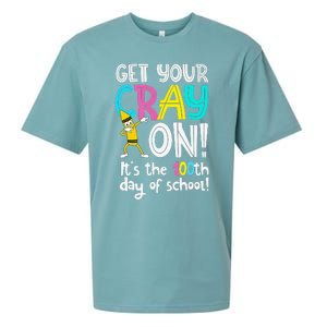 100th Day Of School Get Your Cray On Funny Teacher Sueded Cloud Jersey T-Shirt