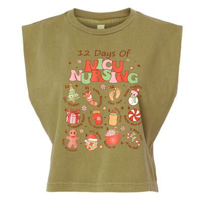 12 Days Of Nicu Unit Nursing Funny Nicu Nurse Christmas Garment-Dyed Women's Muscle Tee