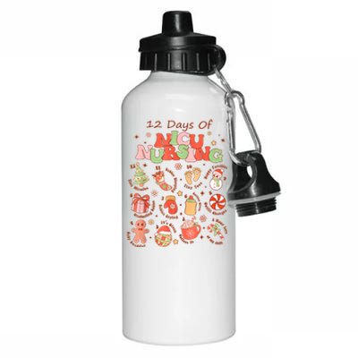 12 Days Of Nicu Unit Nursing Funny Nicu Nurse Christmas Aluminum Water Bottle