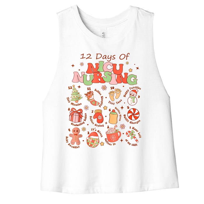 12 Days Of Nicu Unit Nursing Funny Nicu Nurse Christmas Women's Racerback Cropped Tank