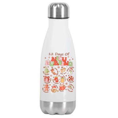 12 Days Of Nicu Unit Nursing Funny Nicu Nurse Christmas Stainless Steel Insulated Water Bottle