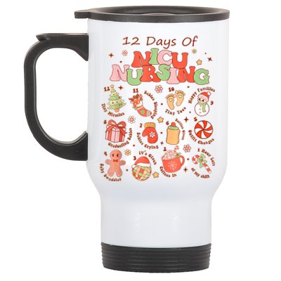 12 Days Of Nicu Unit Nursing Funny Nicu Nurse Christmas Stainless Steel Travel Mug