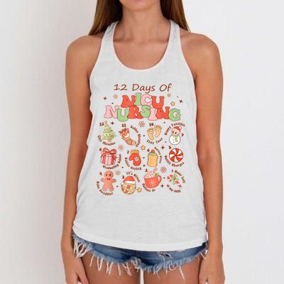 12 Days Of Nicu Unit Nursing Funny Nicu Nurse Christmas Women's Knotted Racerback Tank