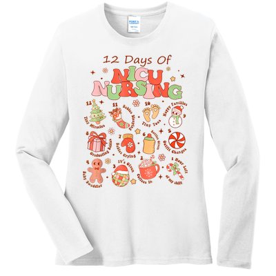 12 Days Of Nicu Unit Nursing Funny Nicu Nurse Christmas Ladies Long Sleeve Shirt