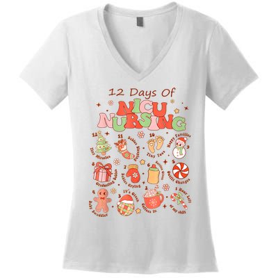 12 Days Of Nicu Unit Nursing Funny Nicu Nurse Christmas Women's V-Neck T-Shirt