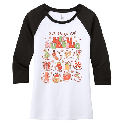 12 Days Of Nicu Unit Nursing Funny Nicu Nurse Christmas Women's Tri-Blend 3/4-Sleeve Raglan Shirt