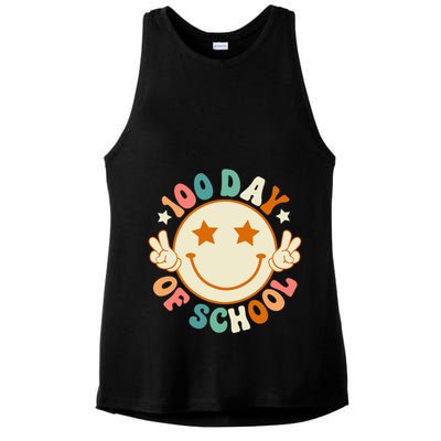 100th Days Of School Cute Happy Face 100 Days Smarter Groovy Great Gift Ladies PosiCharge Tri-Blend Wicking Tank