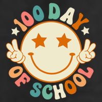 100th Days Of School Cute Happy Face 100 Days Smarter Groovy Great Gift 7 Panel Mesh Trucker Snapback Hat