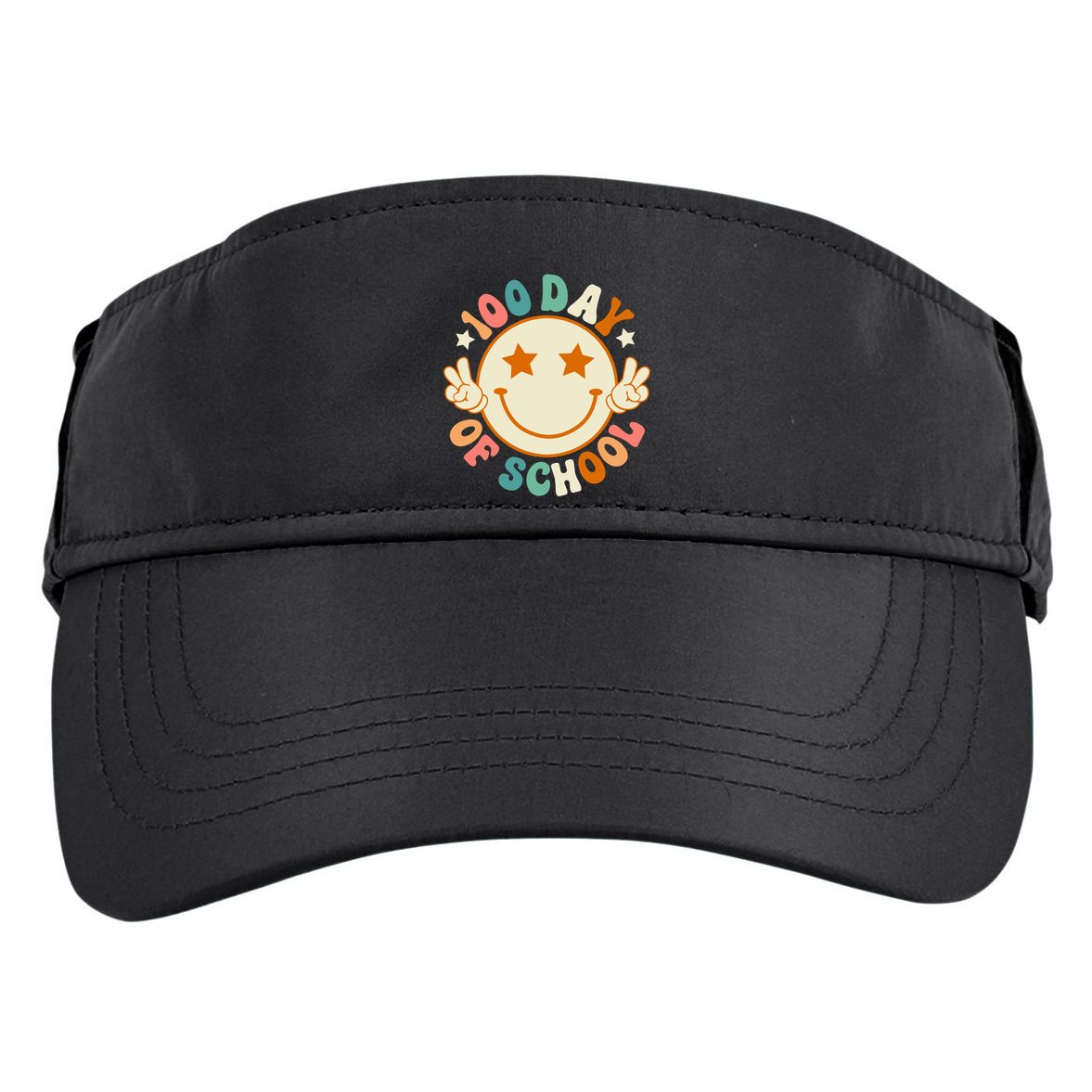 100th Days Of School Cute Happy Face 100 Days Smarter Groovy Great Gift Adult Drive Performance Visor