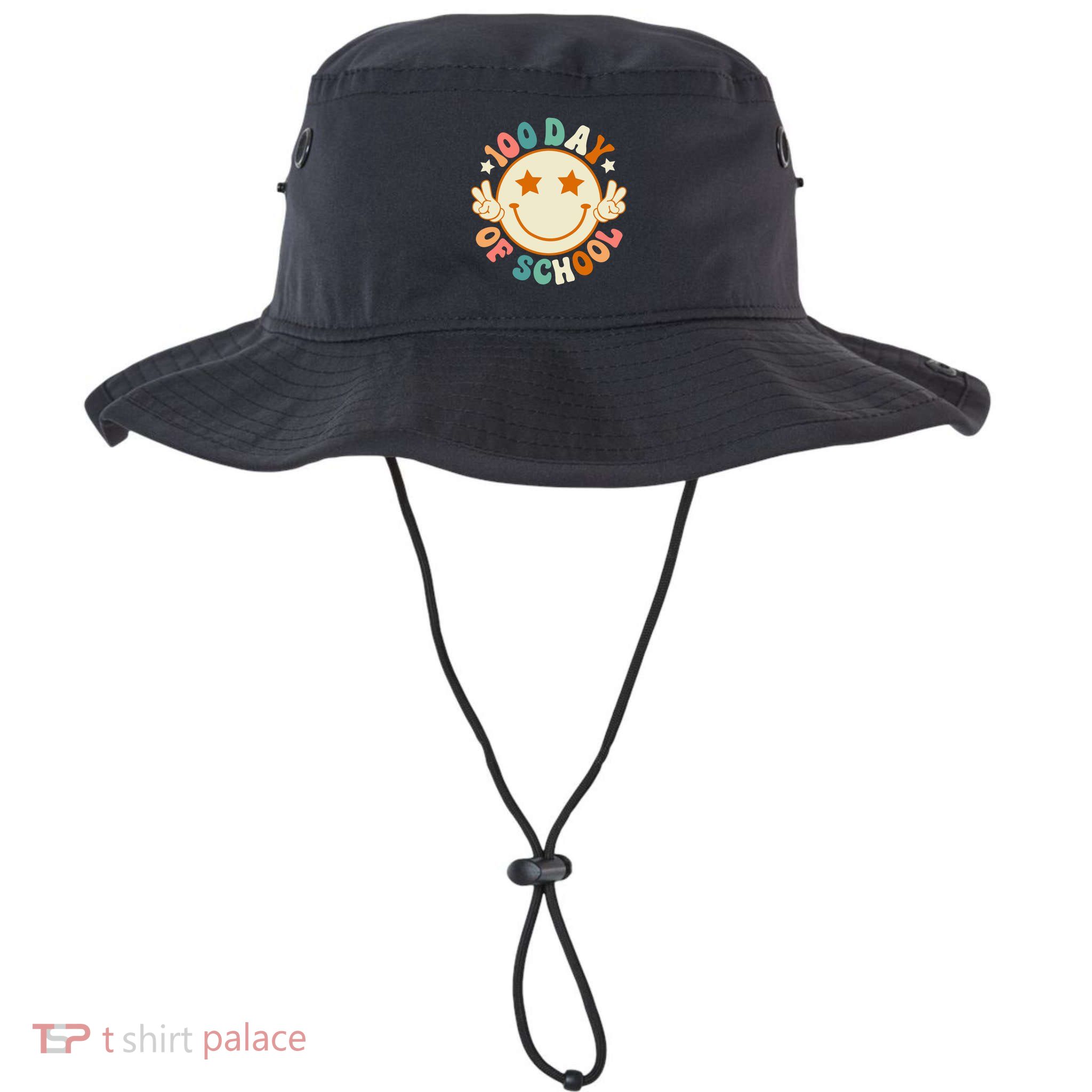100th Days Of School Cute Happy Face 100 Days Smarter Groovy Great Gift Bucket Hat
