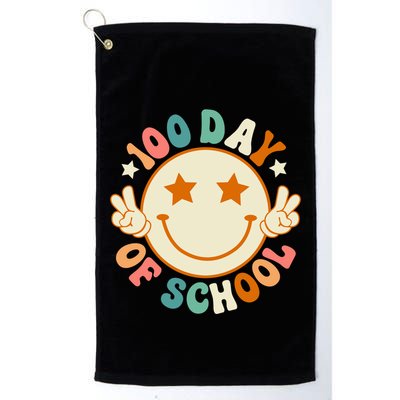 100th Days Of School Cute Happy Face 100 Days Smarter Groovy Great Gift Golf Towel
