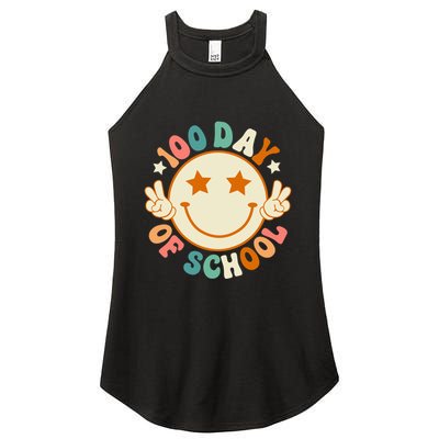 100th Days Of School Cute Happy Face 100 Days Smarter Groovy Great Gift Women's Perfect Tri Rocker Tank