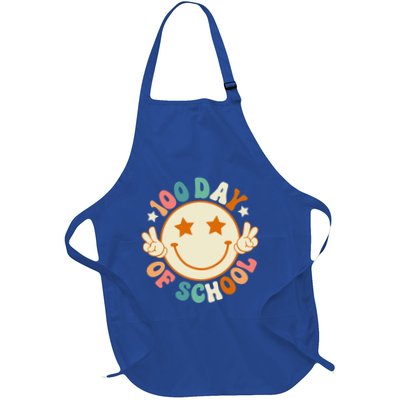 100th Days Of School Cute Happy Face 100 Days Smarter Groovy Great Gift Apron