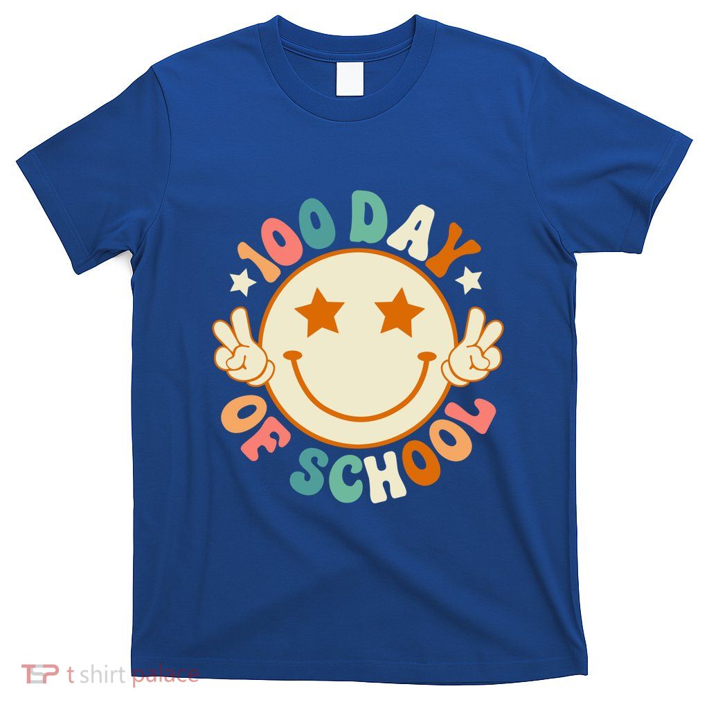 100th Days Of School Cute Happy Face 100 Days Smarter Groovy Great Gift T-Shirt