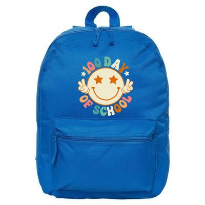 100th Days Of School Cute Happy Face 100 Days Smarter Groovy Great Gift 16 in Basic Backpack