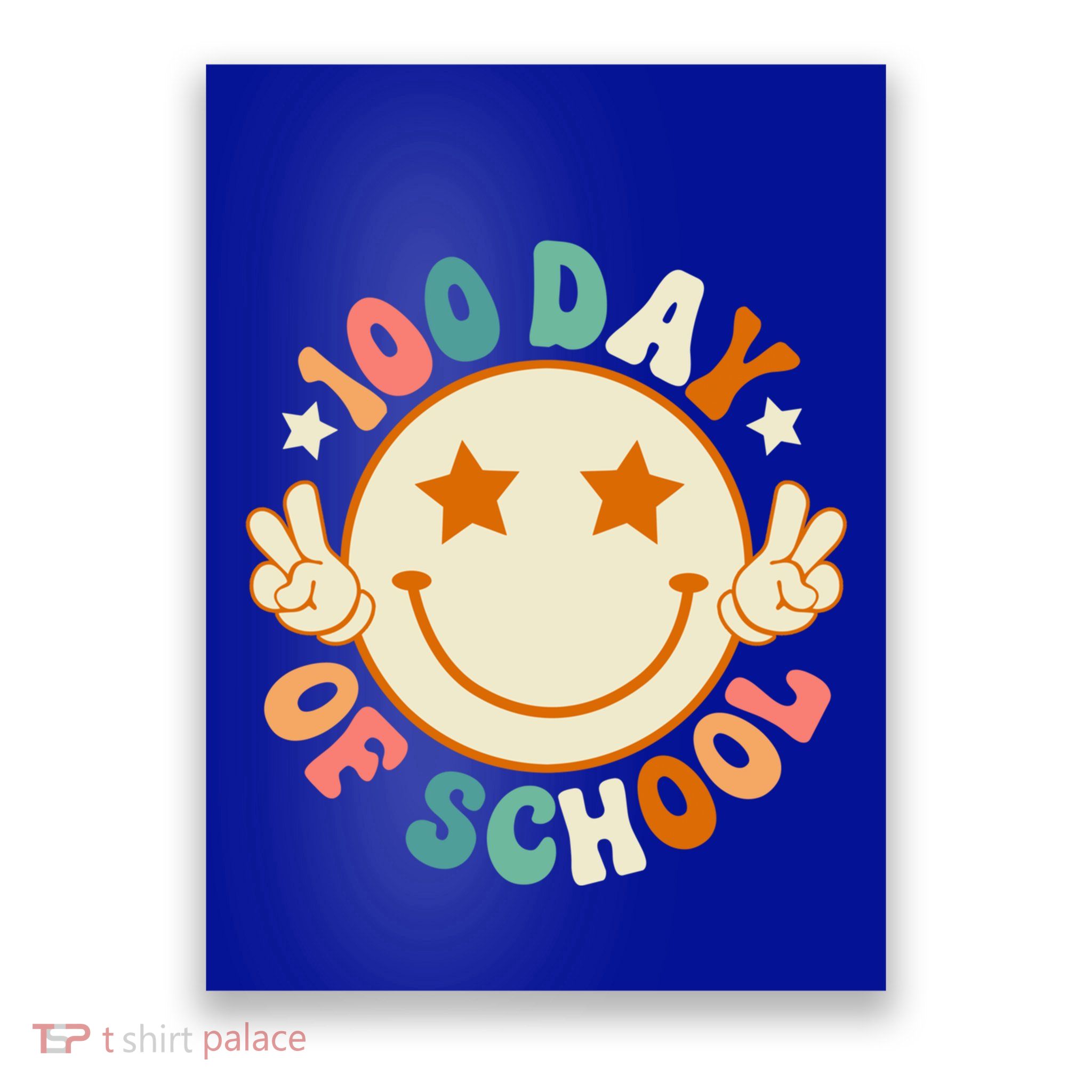 100th Days Of School Cute Happy Face 100 Days Smarter Groovy Great Gift Poster