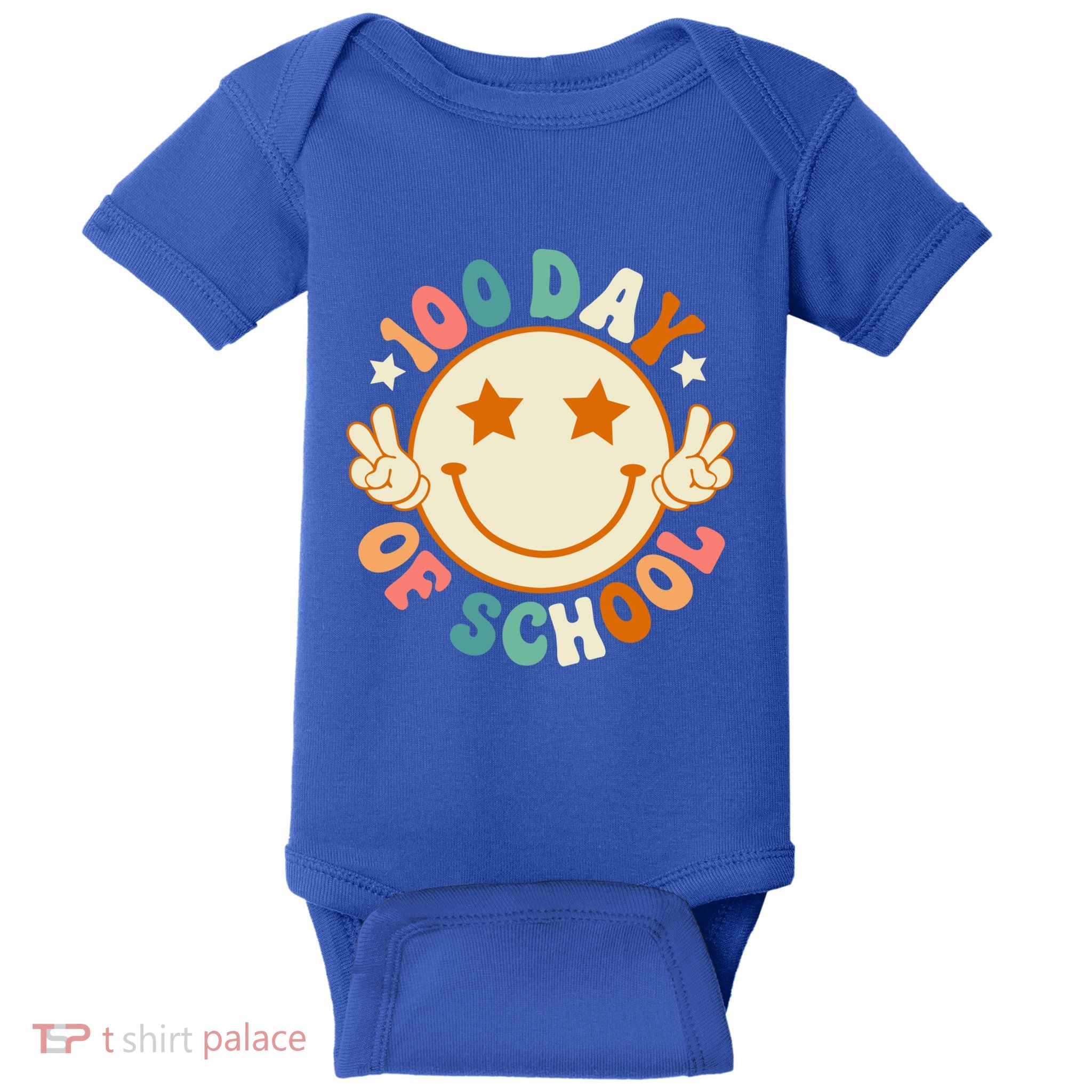 100th Days Of School Cute Happy Face 100 Days Smarter Groovy Great Gift Baby Bodysuit