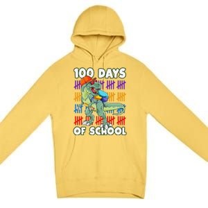 100 Days Of School Teacher Student Dinosaur Premium Pullover Hoodie