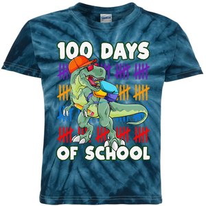 100 Days Of School Teacher Student Dinosaur Kids Tie-Dye T-Shirt