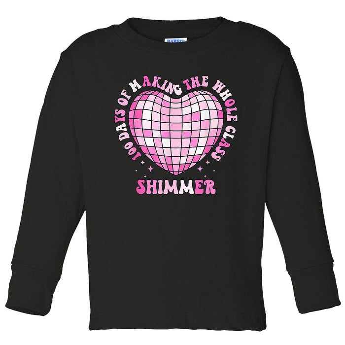 100 Days Of School 100 Days Of Making Whole Class Shimmer Toddler Long Sleeve Shirt