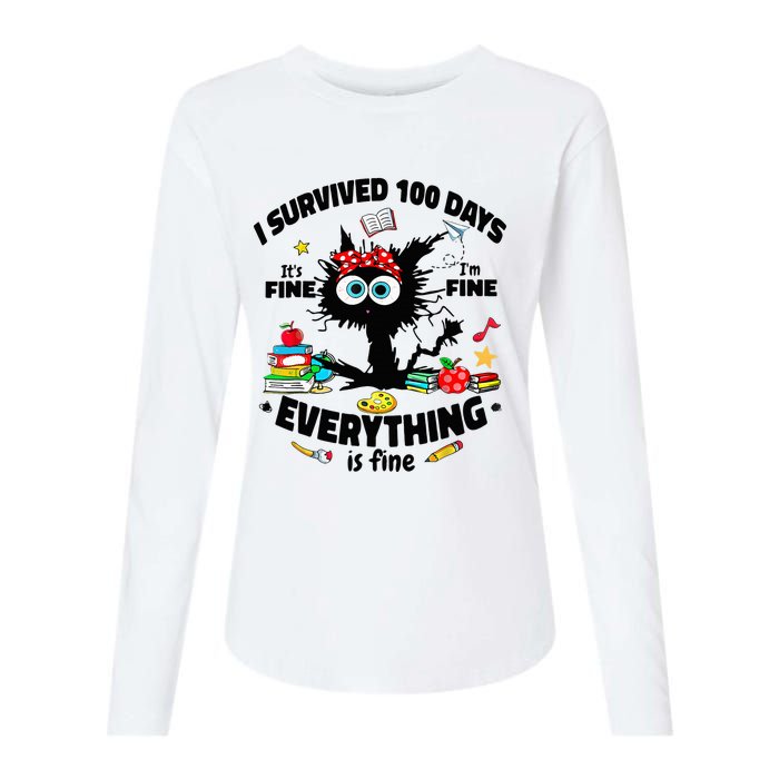 100 Days Of School ItS Fine IM Fine Everything Is Fine Womens Cotton Relaxed Long Sleeve T-Shirt