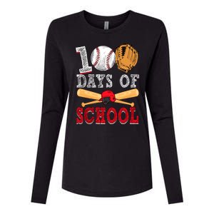 100 Days Of School Baseball Lover Womens Cotton Relaxed Long Sleeve T-Shirt