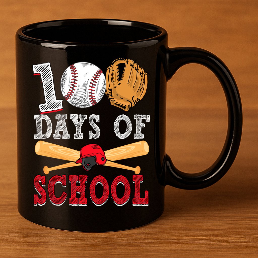 100 Days Of School Baseball Lover 11oz C Handle Ceramic Mug