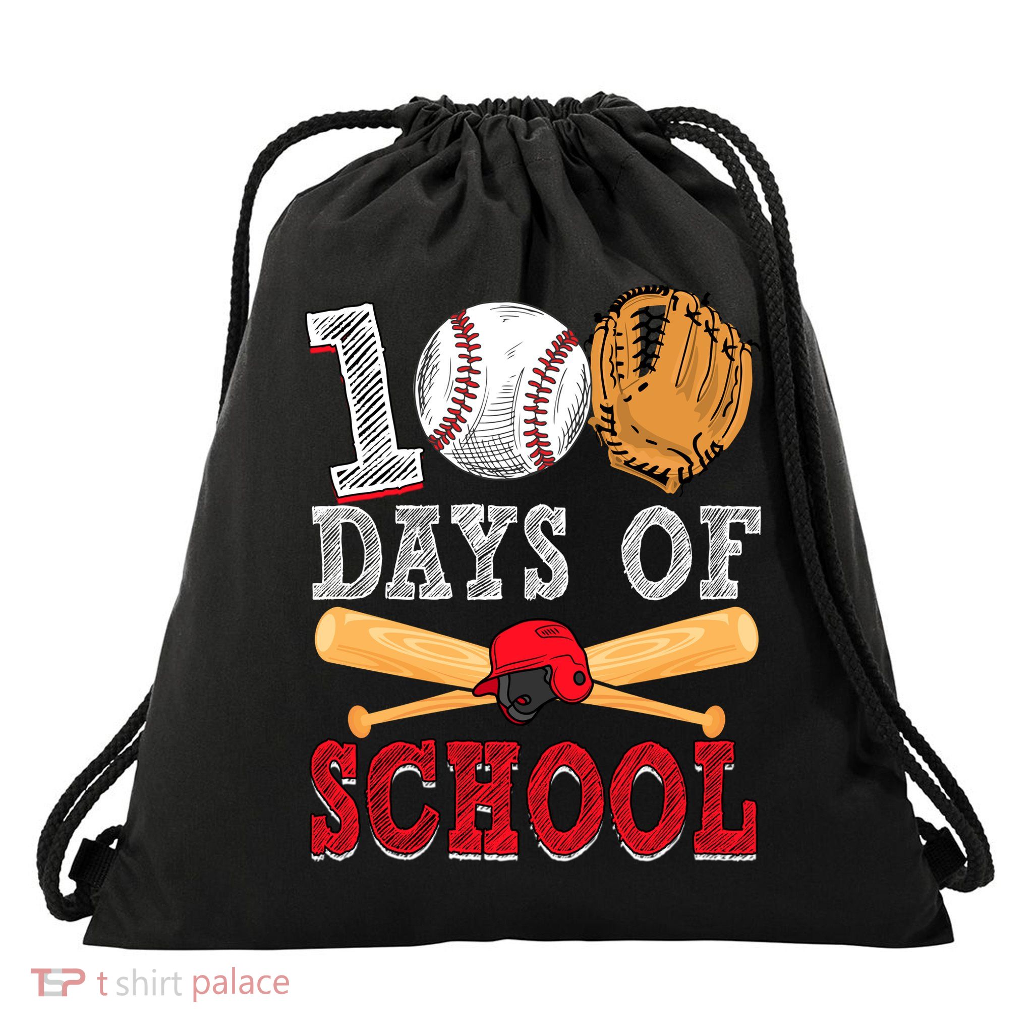 100 Days Of School Baseball Lover Drawstring Bag