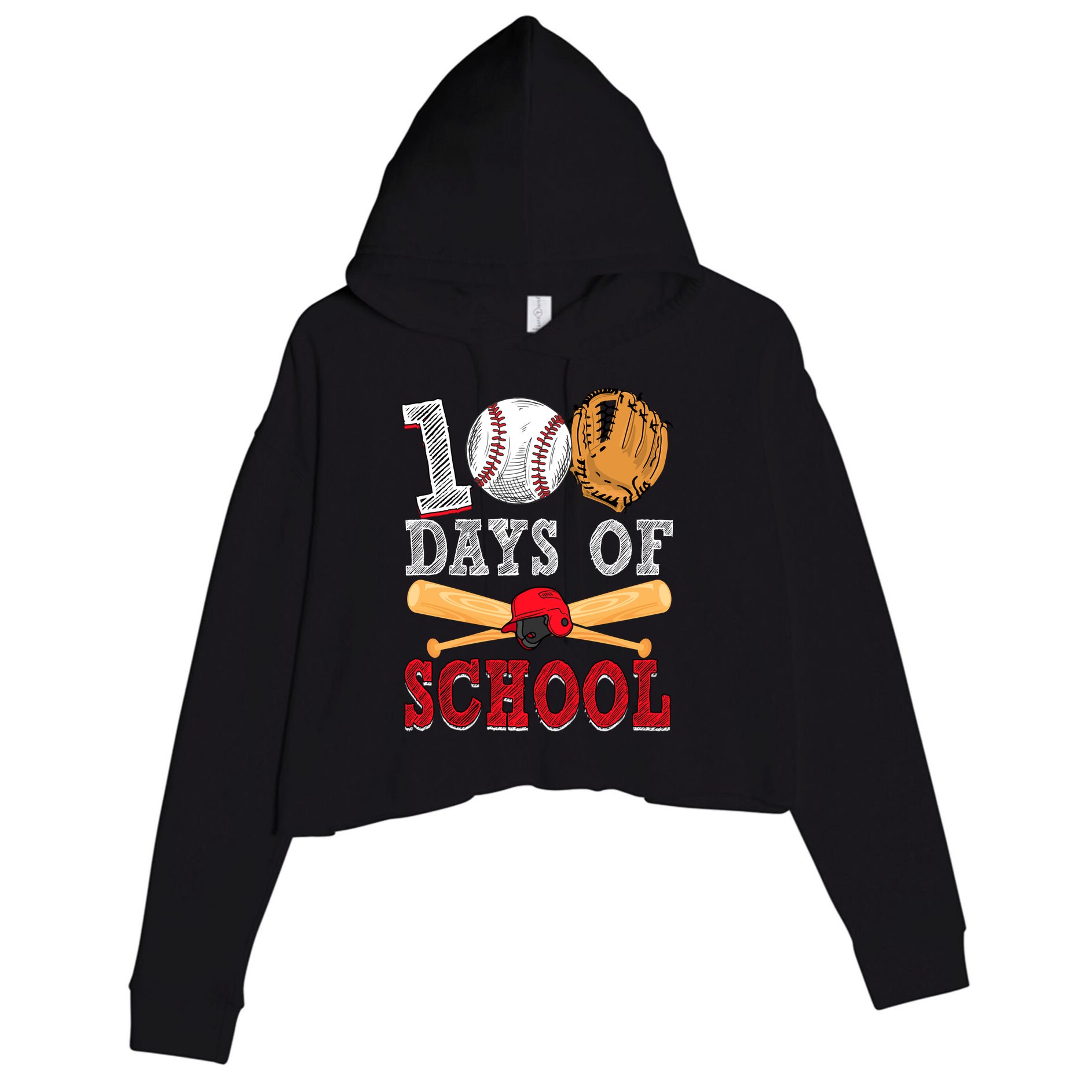 100 Days Of School Baseball Lover Crop Fleece Hoodie