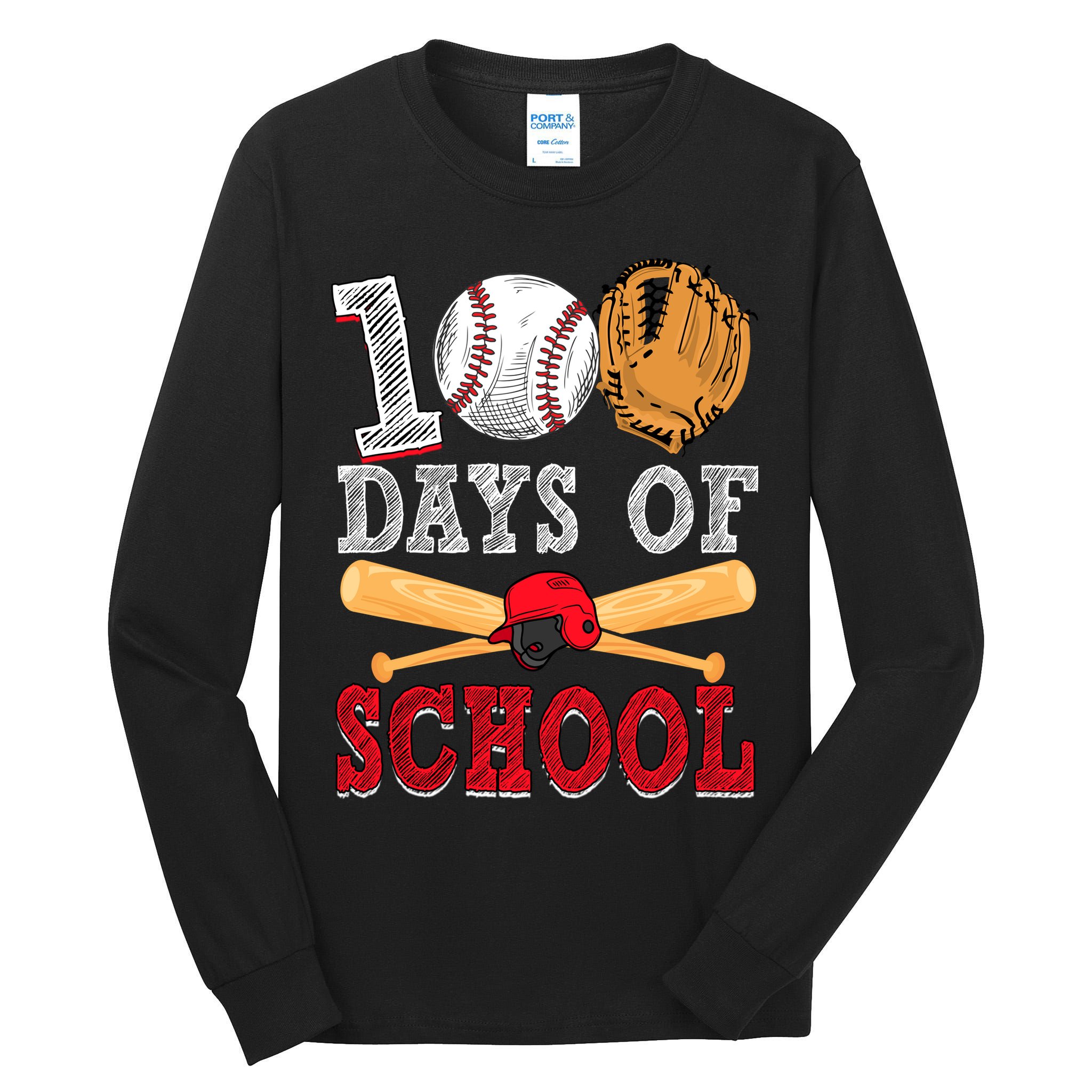 100 Days Of School Baseball Lover Tall Long Sleeve T-Shirt
