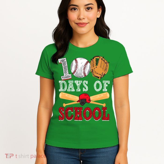 100 Days Of School Baseball Lover Womens T-Shirt