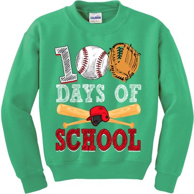 100 Days Of School Baseball Lover Kids Sweatshirt