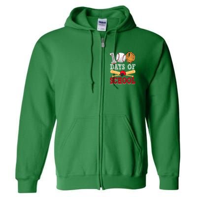 100 Days Of School Baseball Lover Full Zip Hoodie